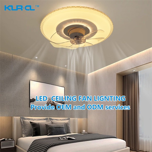 Flush mounted silent intelligent led ceiling fan light 	