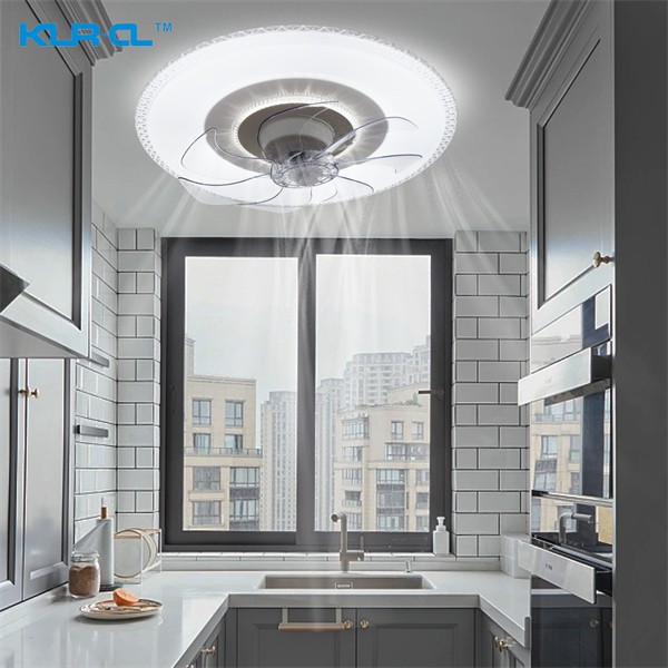 Flush mounted silent intelligent led ceiling fan light 	