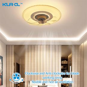 Flush mounted silent intelligent led ceiling fan light 	