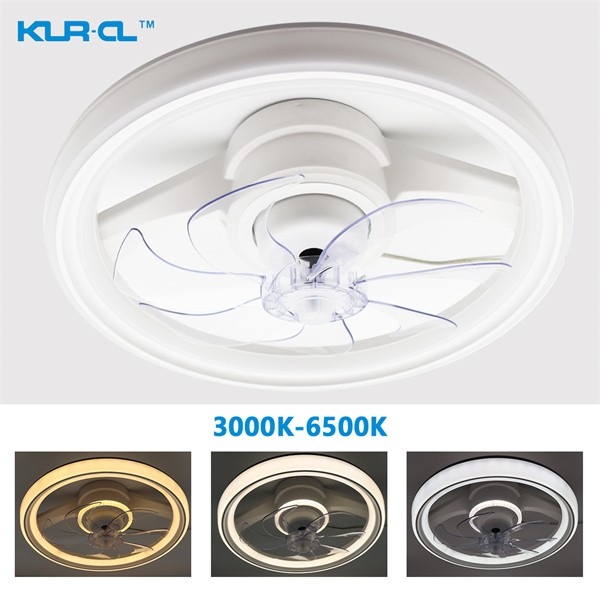 Traditional low noise milky white PMMA Acrylic intelligent home ceiling light with fan	