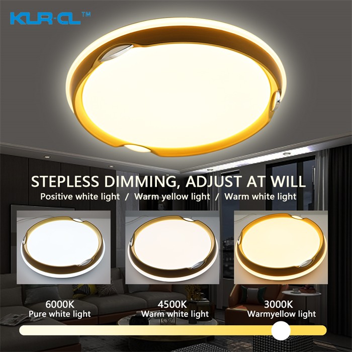 Modern  low profile Gold and white intelligent Digital led ceiling light	
